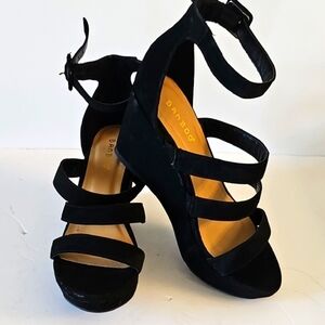 BAMBOO Black Platform Strappy Heels